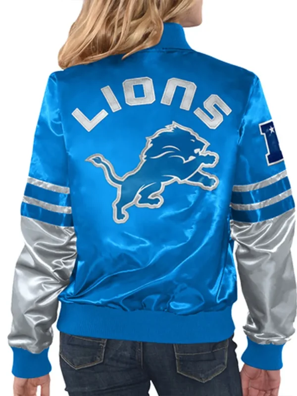 Detroit Lions Tie Breaker Blue Satin Jacket