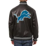 Detroit Lions Varsity Black Leather Jacket