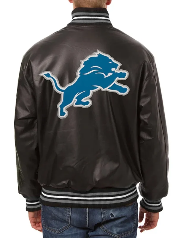 Detroit Lions Varsity Black Leather Jacket