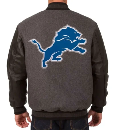 Detroit Lions Varsity Black and Charcoal Jacket