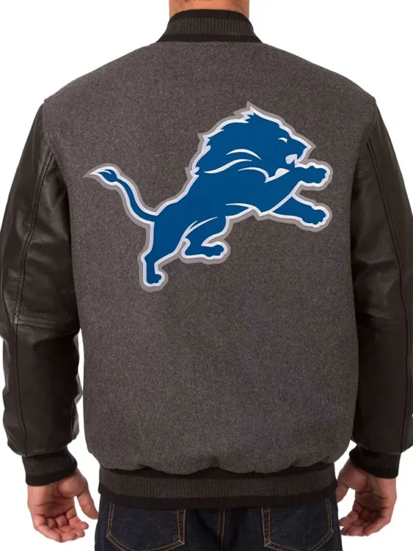 Detroit Lions Varsity Black and Charcoal Jacket