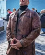Dwayne Johnson Red Notice Brown Leather Coat
