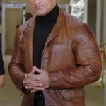Dwayne Johnson Red Notice Brown Leather Coat