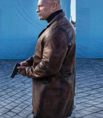 Dwayne Johnson Red Notice Brown Leather Coat