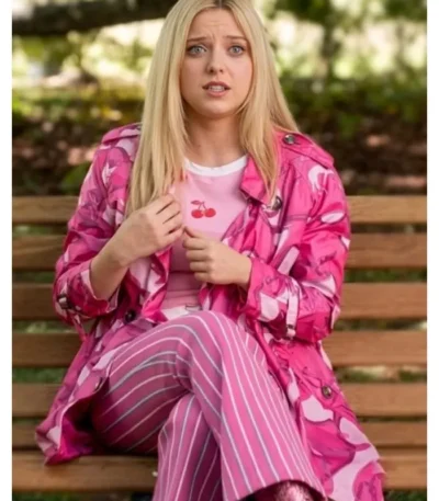 Elle Lexi Minetree Pink Graphic Trench Coat