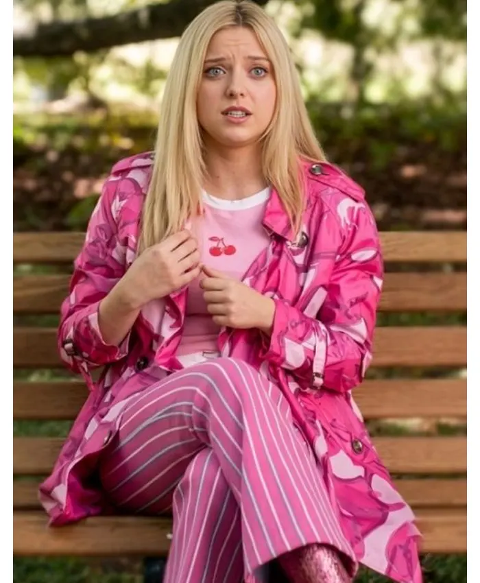 Elle Lexi Minetree Pink Graphic Trench Coat Elle Lexi Minetree Pink Graphic Trench Coat