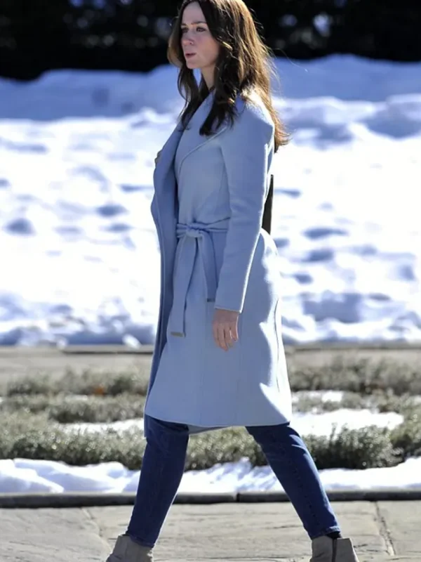 Emily Blunt The Girl on the Train Baby Blue Coat