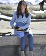 Emily Blunt The Girl on the Train Baby Blue Coat