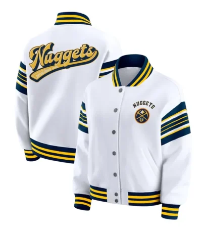 Erin Andrews Denver Nuggets White Fleece Jacket