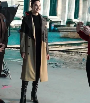 Gal Gadot Red Notice Black and Brown Long Coat