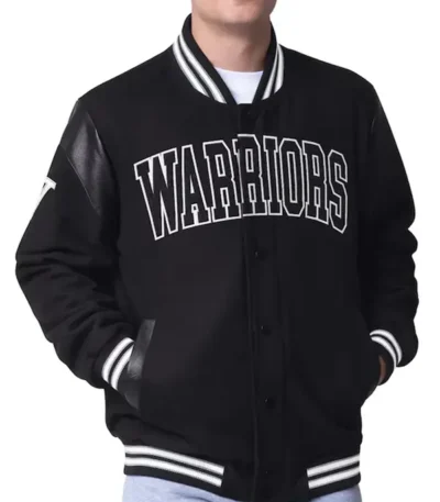 Golden State Warriors Clutch Hitter Black Varsity Jacket