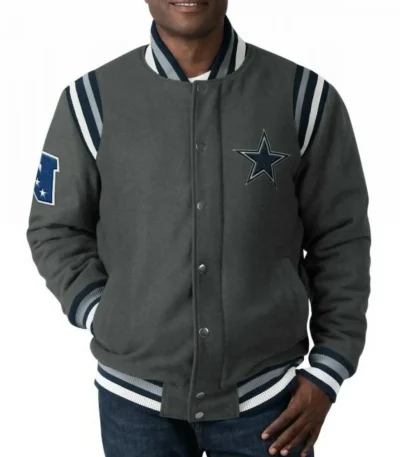 Gray Dallas Cowboys Varsity Wool Jacket