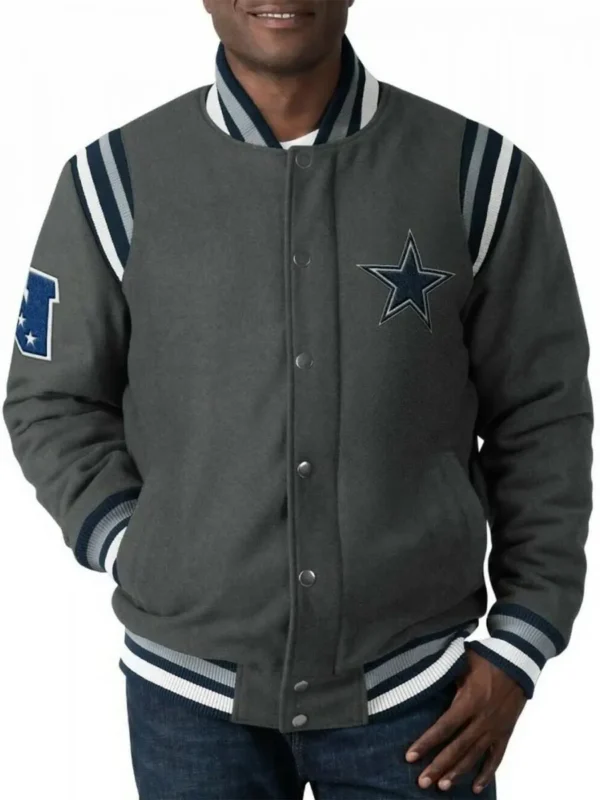 Gray Dallas Cowboys Varsity Wool Jacket