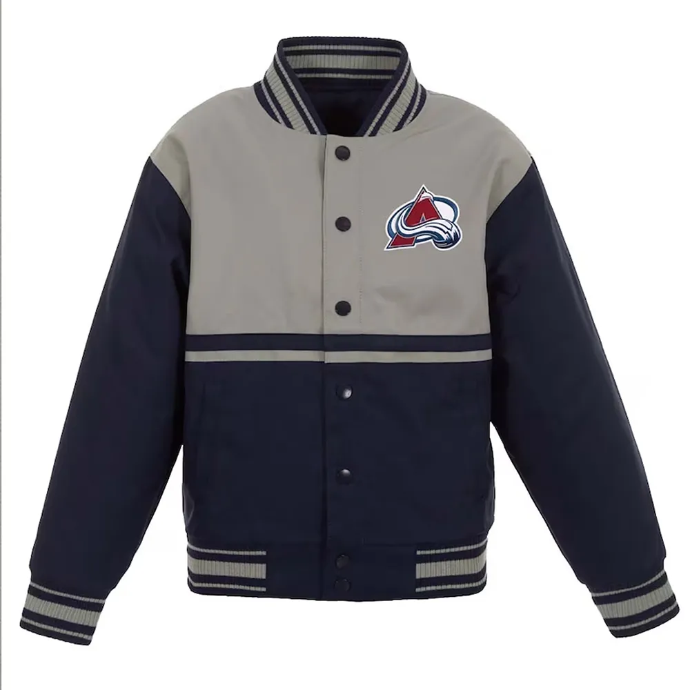 Gray-Navy Youth Colorado Avalanche Poly Twill Jacket Gray-Navy Youth Colorado Avalanche Poly Twill Jacket