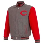 Gray/Red Cincinnati Reds Varsity Wool Jacket