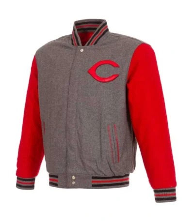 Gray/Red Cincinnati Reds Varsity Wool Jacket