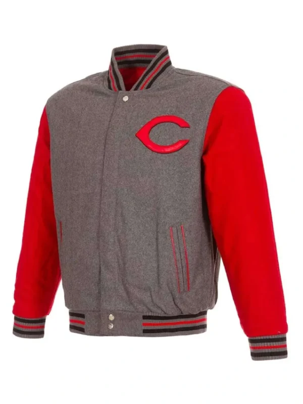 Gray/Red Cincinnati Reds Varsity Wool Jacket