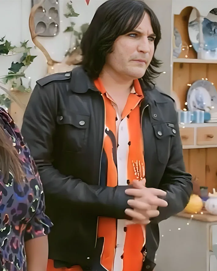 Great British Bake Off Noel Fielding Black Leather Jacket Great British Bake Off Noel Fielding Black Leather Jacket