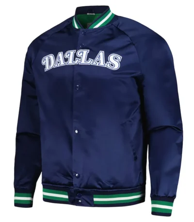 Hardwood Classics Dallas Mavericks Navy Blue Satin Jacket