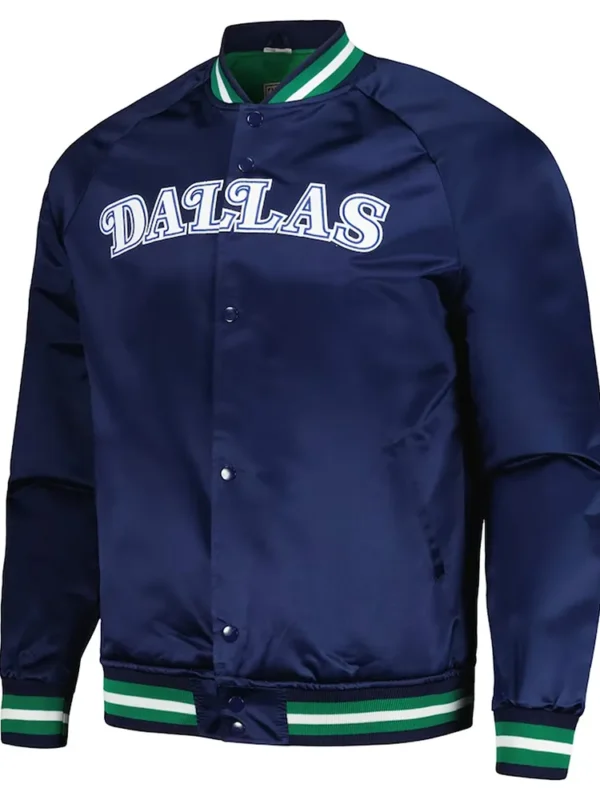 Hardwood Classics Dallas Mavericks Navy Blue Satin Jacket