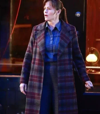 Jennifer Garner The Adam Project Plaid Trench Coat