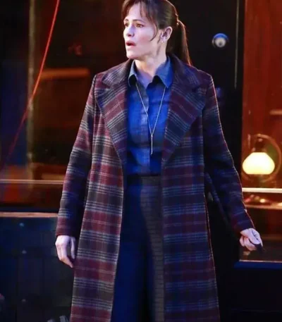 Jennifer Garner The Adam Project Plaid Trench Coat