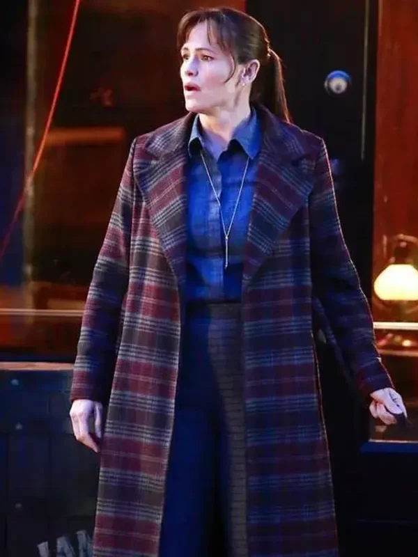 Jennifer Garner The Adam Project Plaid Trench Coat