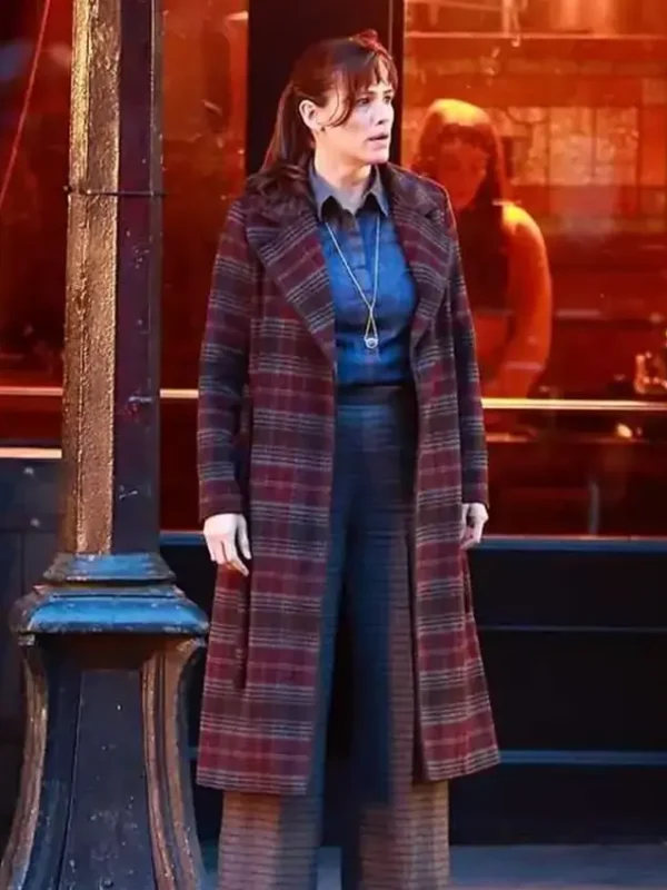 Jennifer Garner The Adam Project Plaid Trench Coat