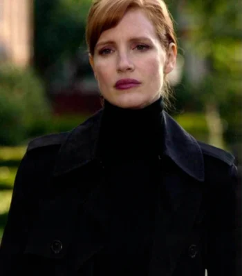 Jessica Chastain The 355 Mace Black Wool Coat