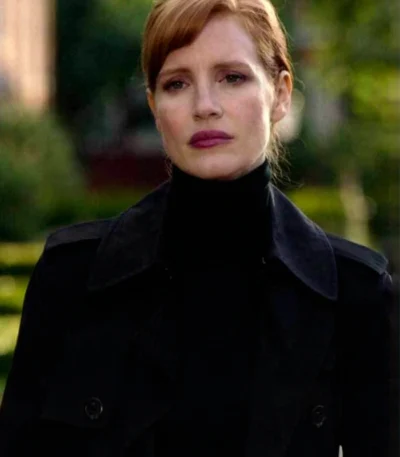Jessica Chastain The 355 Mace Black Wool Coat