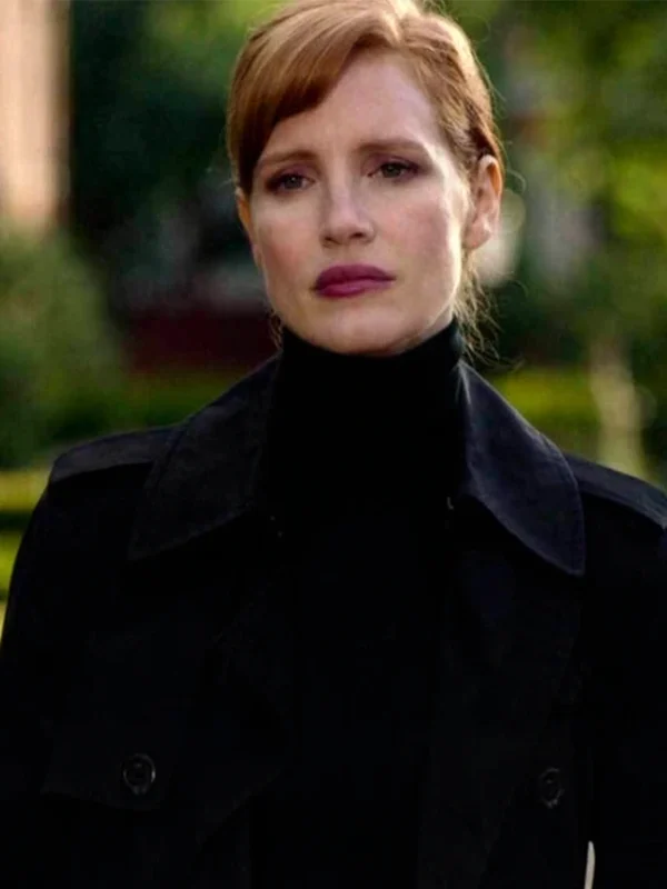 Jessica Chastain The 355 Mace Black Wool Coat