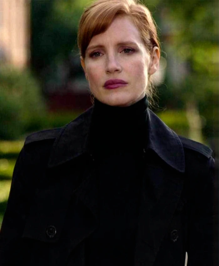 Jessica Chastain The 355 Mace Black Wool Coat Jessica Chastain The 355 Mace Black Wool Coat