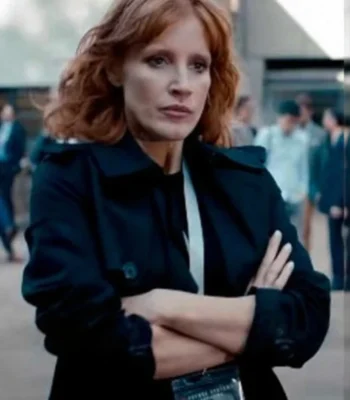 Jessica Chastain The 355 Mace Black Wool Coat