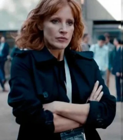 Jessica Chastain The 355 Mace Black Wool Coat