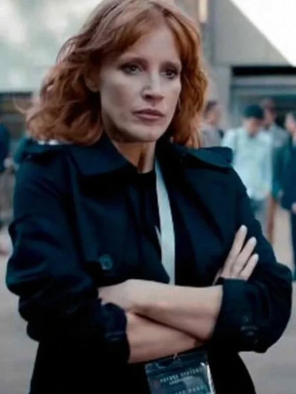 Jessica Chastain The 355 Mace Black Wool Coat