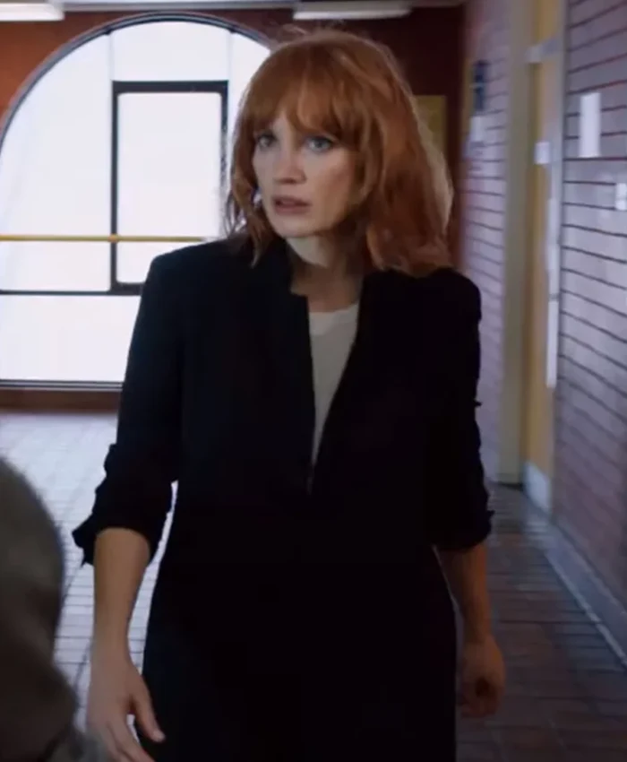 Jessica Chastain The 355 Mason Mace Black Jacket Jessica Chastain The 355 Mason Mace Black Jacket