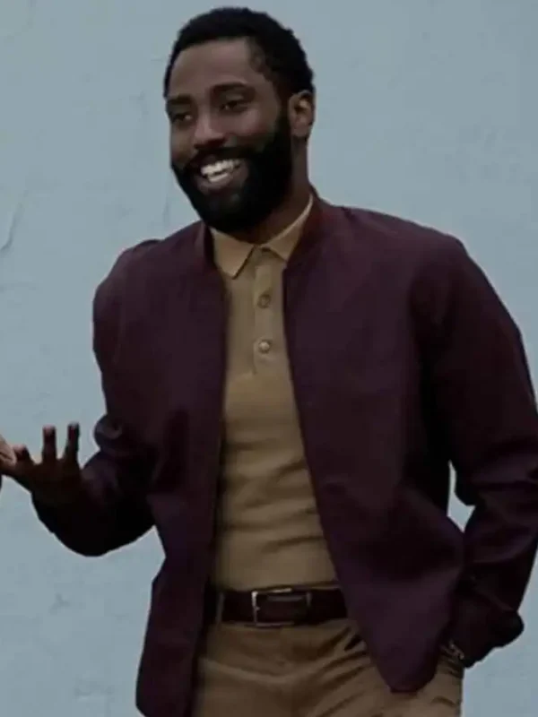 John David Washington Tenet Maroon Bomber Jacket