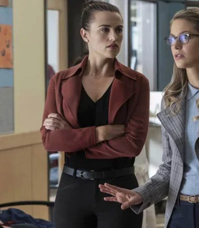 Katie McGrath Supergirl Maroon Cropped Jacket