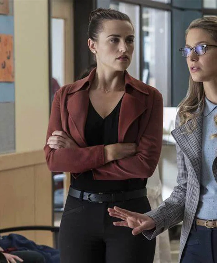 Katie McGrath Supergirl Maroon Cropped Jacket Katie McGrath Supergirl Maroon Cropped Jacket