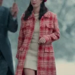 Kaya Scodelario The Gentlemen 2024 Red And White Wool Coat
