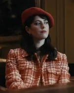 Kaya Scodelario The Gentlemen 2024 Red And White Wool Coat