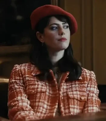 Kaya Scodelario The Gentlemen 2024 Red And White Wool Coat