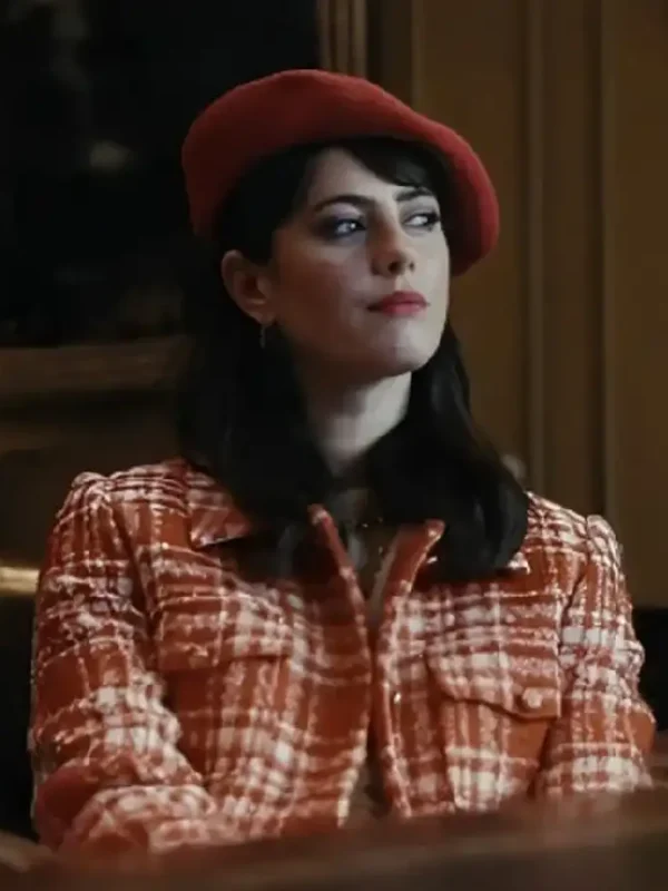 Kaya Scodelario The Gentlemen 2024 Red And White Wool Coat