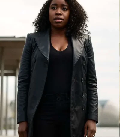 Kirby Howell-Baptiste The Sandman S02 Black Leather Coat