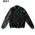Letterman Carolina Panthers Black Wool-Leather Jacket