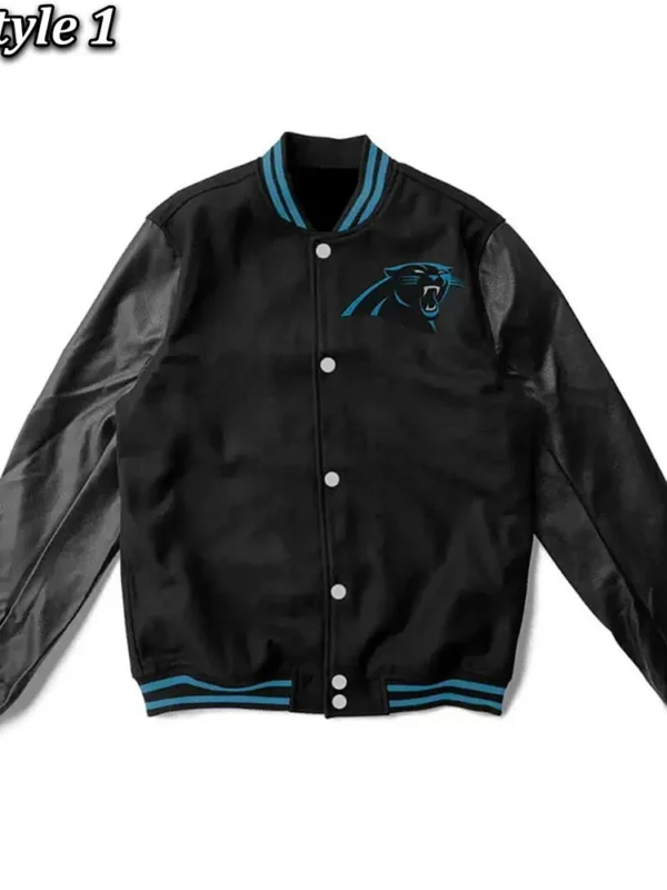 Letterman Carolina Panthers Black Wool-Leather Jacket