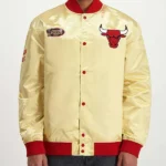 Light Weight Chicago Bulls Gold Satin Jacket