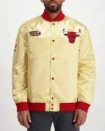 Light Weight Chicago Bulls Gold Satin Jacket