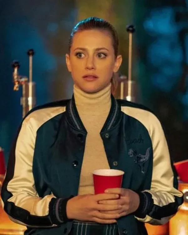 Lili Reinhart Riverdale S04 Blue and White Bomber Jacket