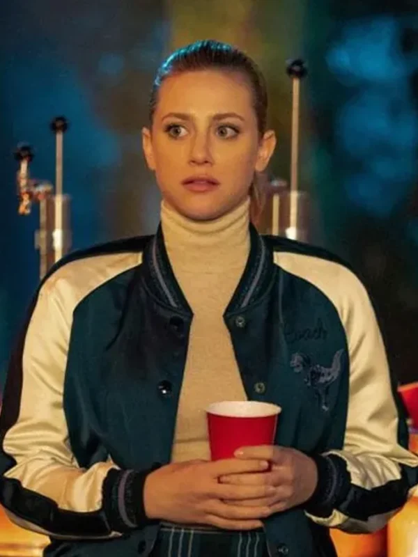 Lili Reinhart Riverdale S04 Blue and White Bomber Jacket